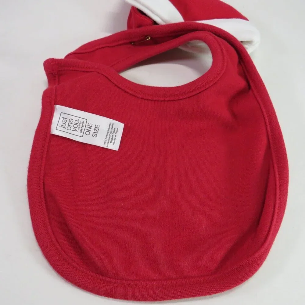 Baby my first Christmas bib and Santa hat Cotton Embroidered